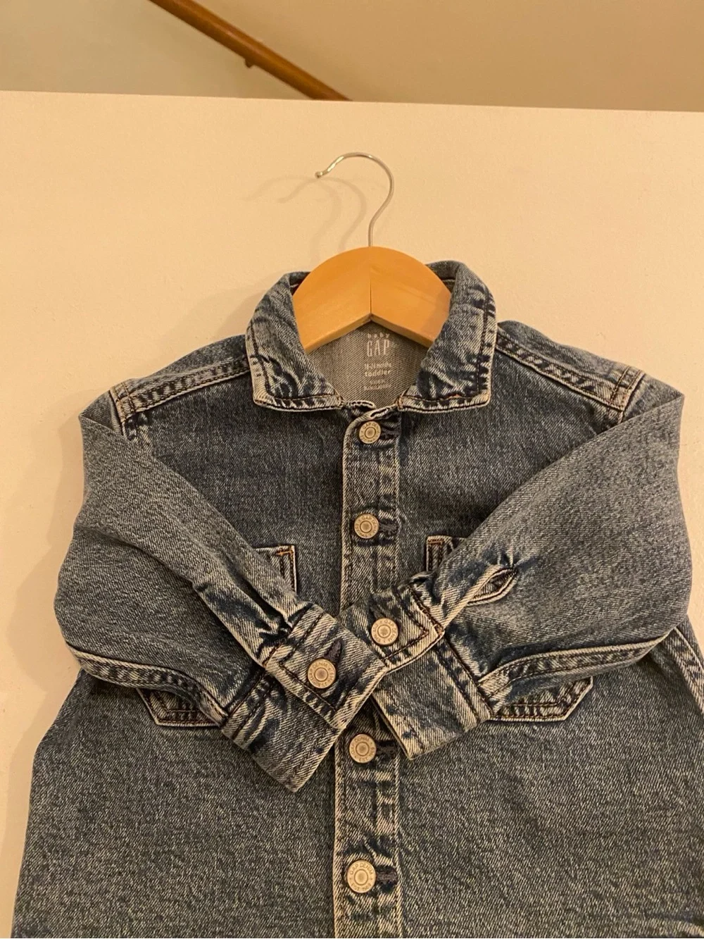 Gap Toddler Boys Blue Acid Wash Denim Button-Up Shirt Jacket